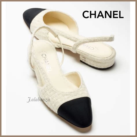 chanel tweed sandals|chanel flat heel shoes.